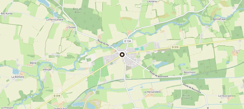 Carte des environs de Freigné, dans les Vallons-de-l'Erdre