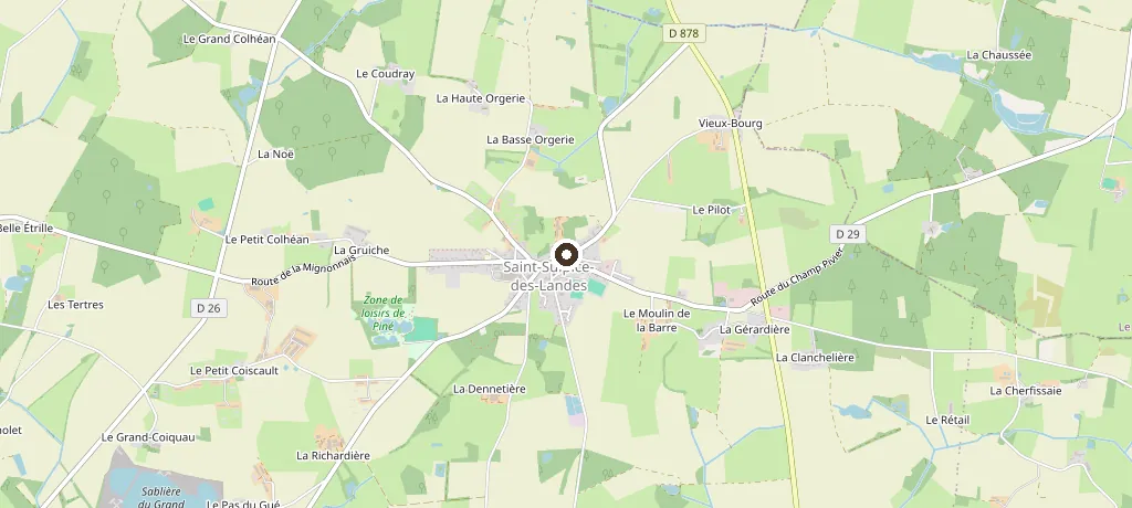 Carte des environs de Saint-Sulpice-des-Landes, dans les Vallons-de-l'Erdre