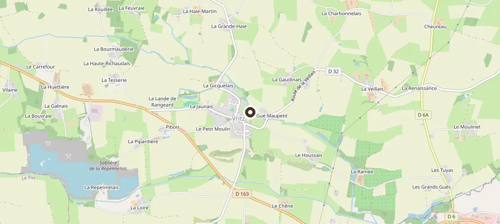 Carte des environs de Vritz, dans les Vallons-de-l'Erdre